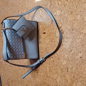 Dune London Light Blue & Logo Design Handbag/Satchel with Crossbody Strap NWOT